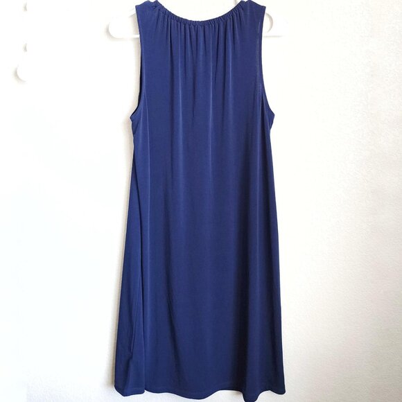 MICHAEL Michael Kors Navy Blue Stretch Shift Dress with Zipper and Tassles - Picture 4 of 4